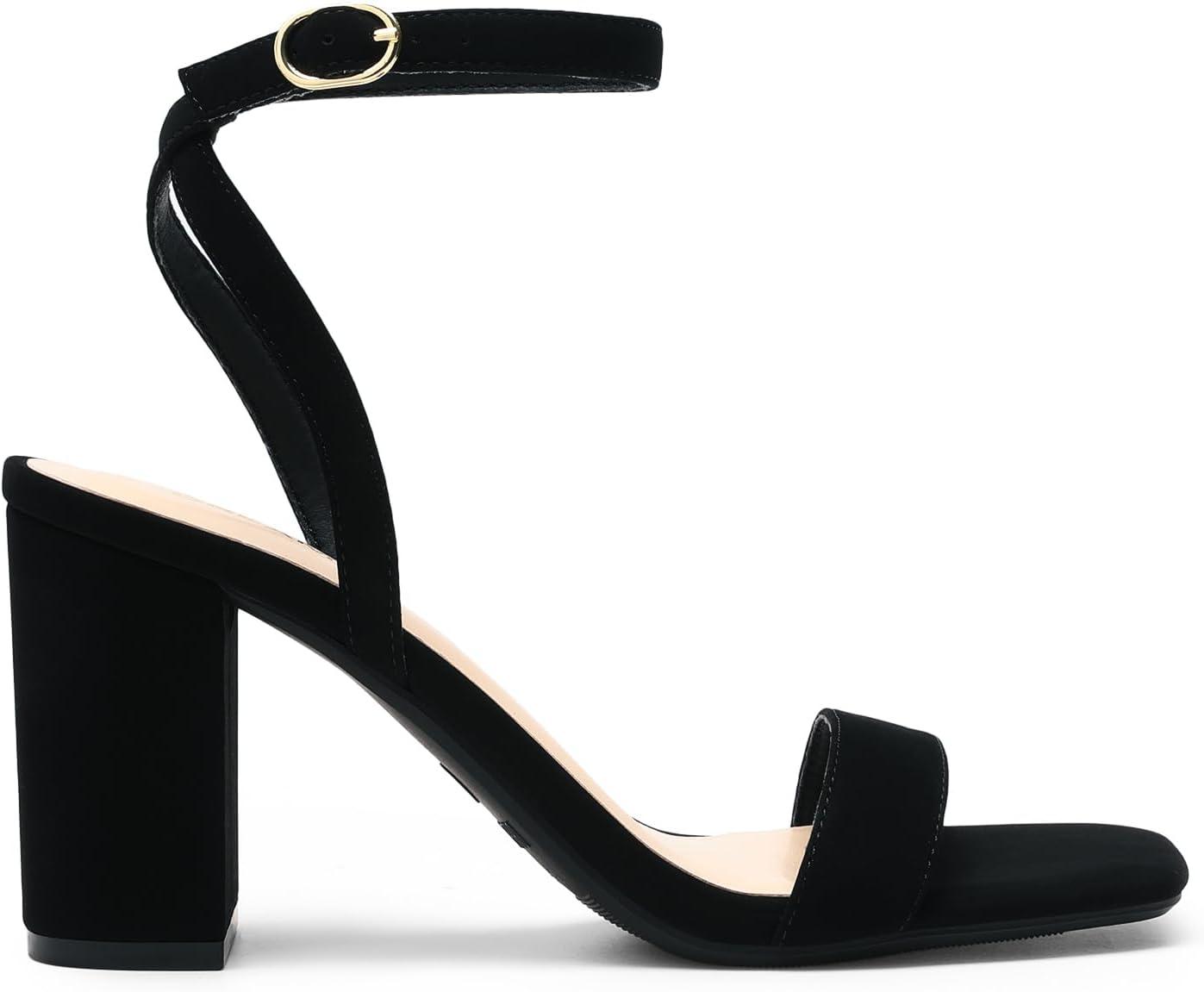 imageDREAM PAIRS Womens Chunky Heels Square Open Toe Ankle Buckle Strappy Block Heeled Sandals for Party Wedding DailyBlacknubuck