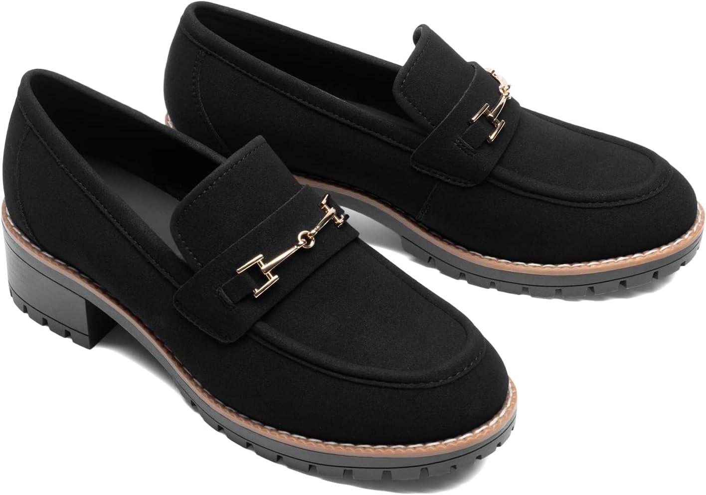 imageDREAM PAIRS Womens Chunky Loafers Platform Comfortable SlipOn Dressy Business Casual ShoesAll Black