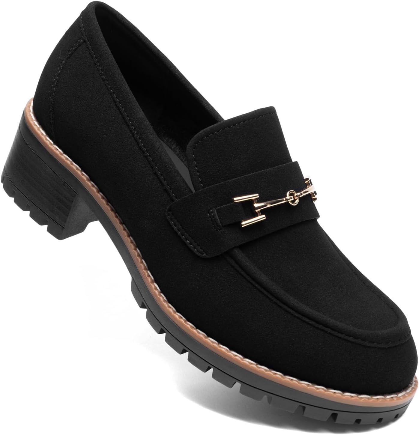 imageDREAM PAIRS Womens Chunky Loafers Platform Comfortable SlipOn Dressy Business Casual ShoesAll Black