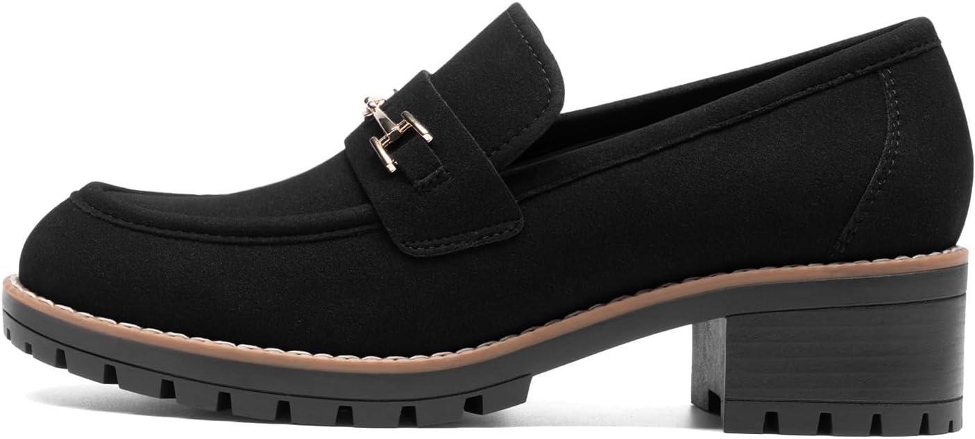 imageDREAM PAIRS Womens Chunky Loafers Platform Comfortable SlipOn Dressy Business Casual ShoesAll Black
