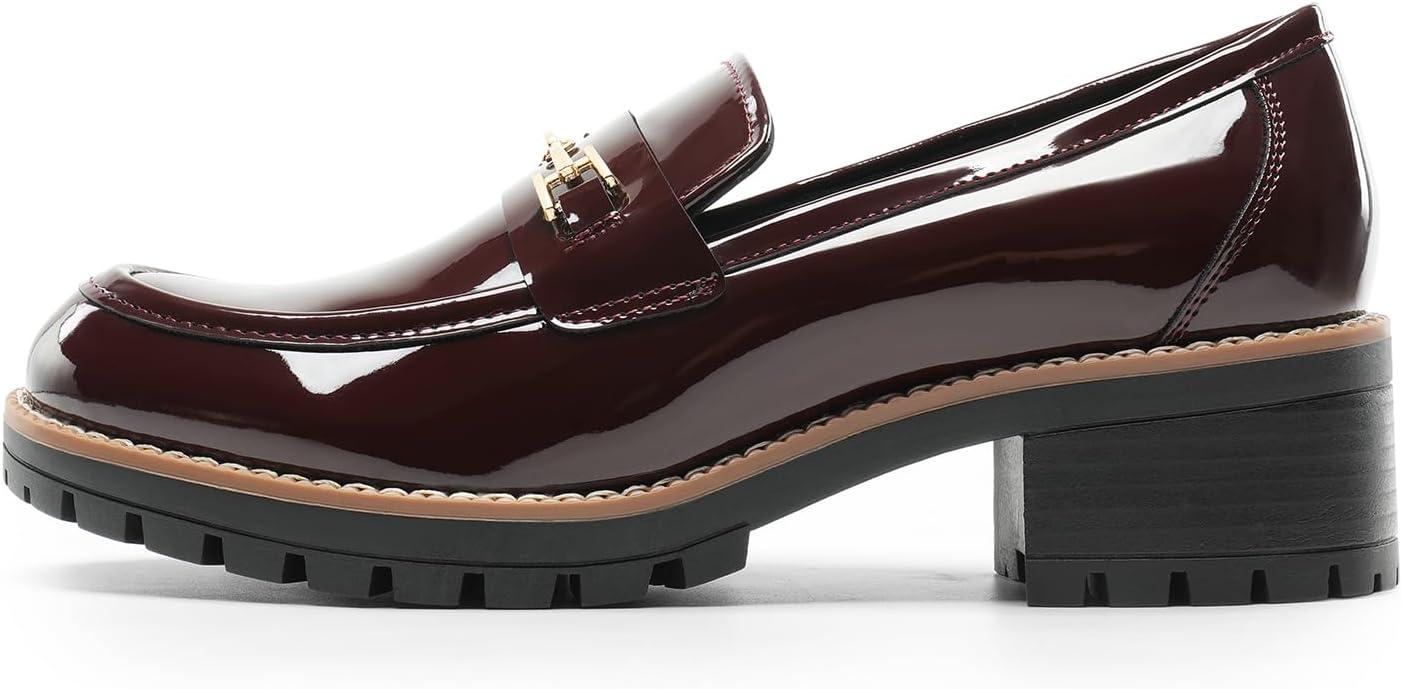 imageDREAM PAIRS Womens Chunky Loafers Platform Comfortable SlipOn Dressy Business Casual ShoesBurgundypat