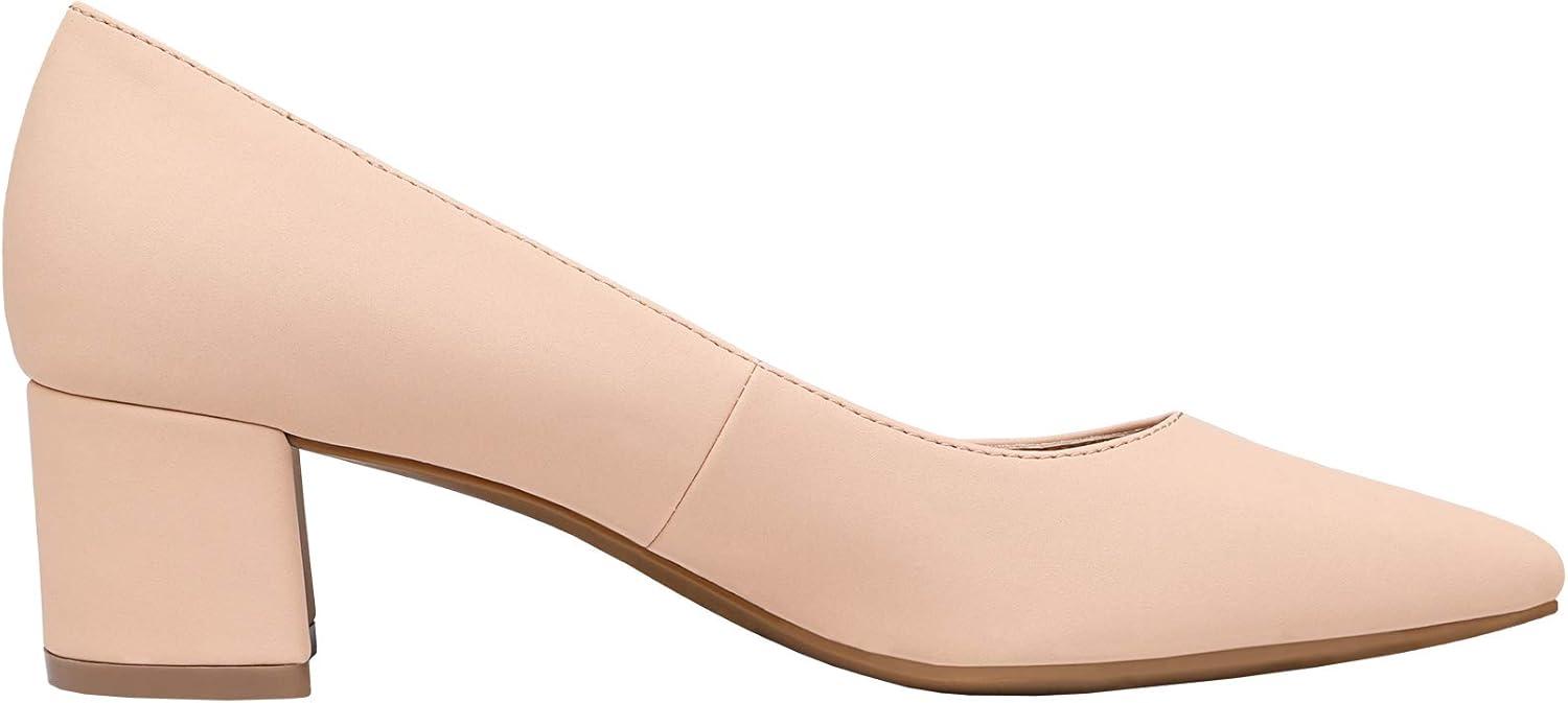 imageDREAM PAIRS Womens Chunky Low Block Heels Closed Toe Dress Pumps ShoesApricotNubuckPu