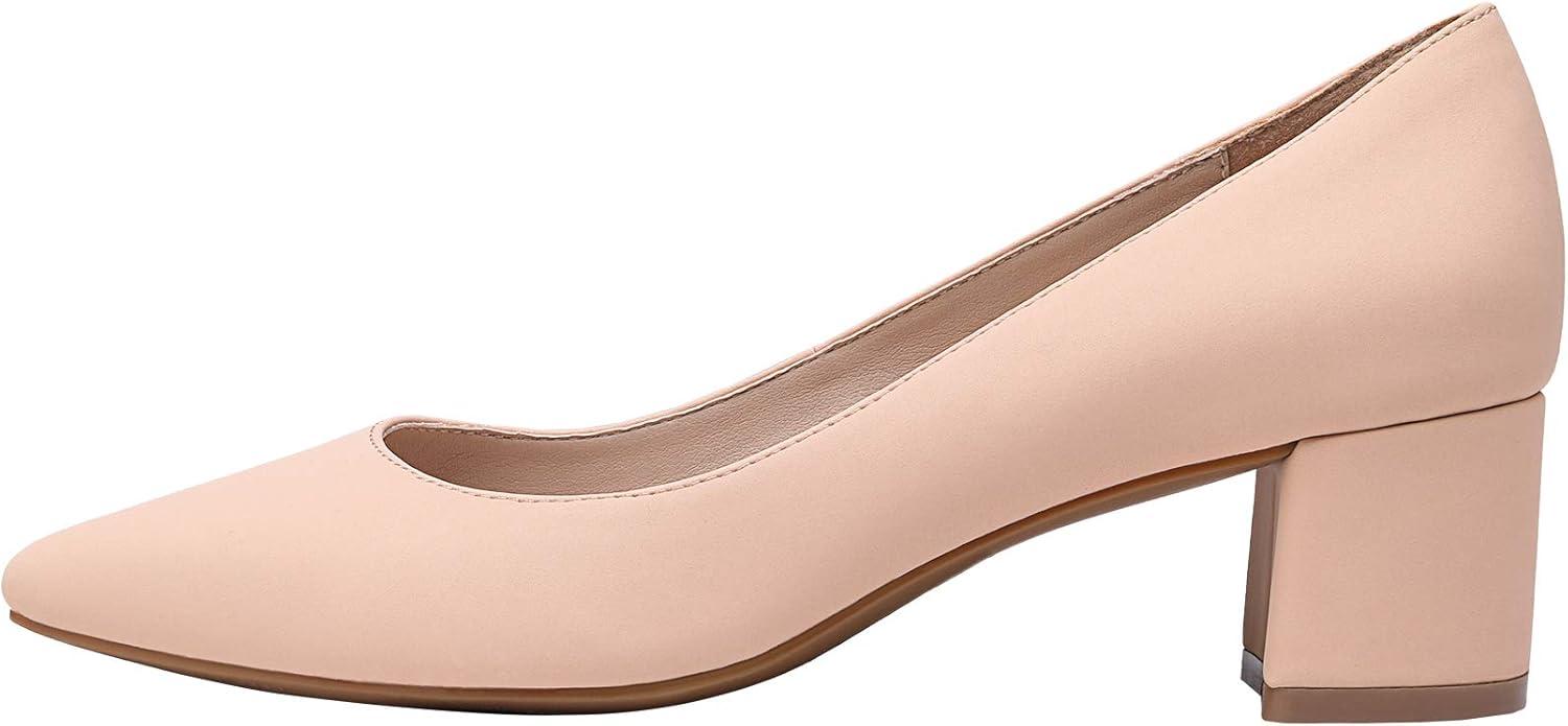 imageDREAM PAIRS Womens Chunky Low Block Heels Closed Toe Dress Pumps ShoesApricotNubuckPu