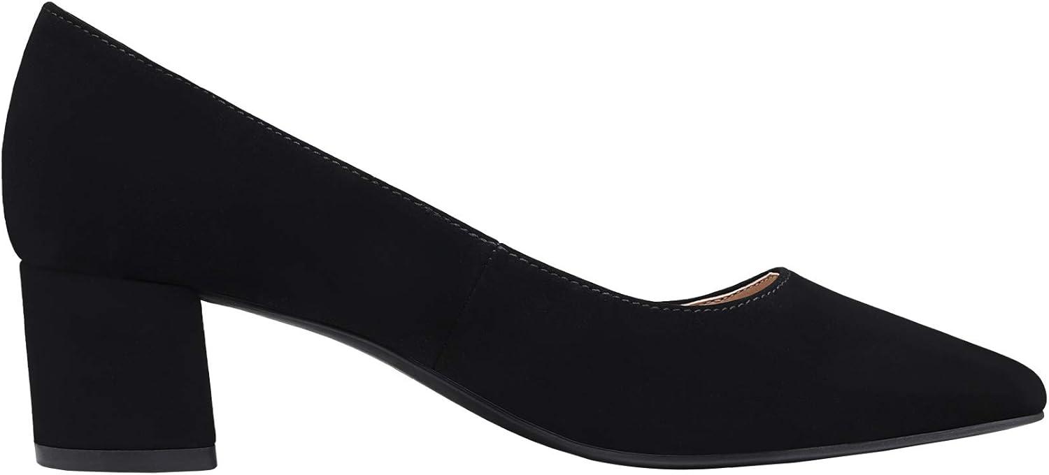 imageDREAM PAIRS Womens Chunky Low Block Heels Closed Toe Dress Pumps ShoesBlackNubuckPu