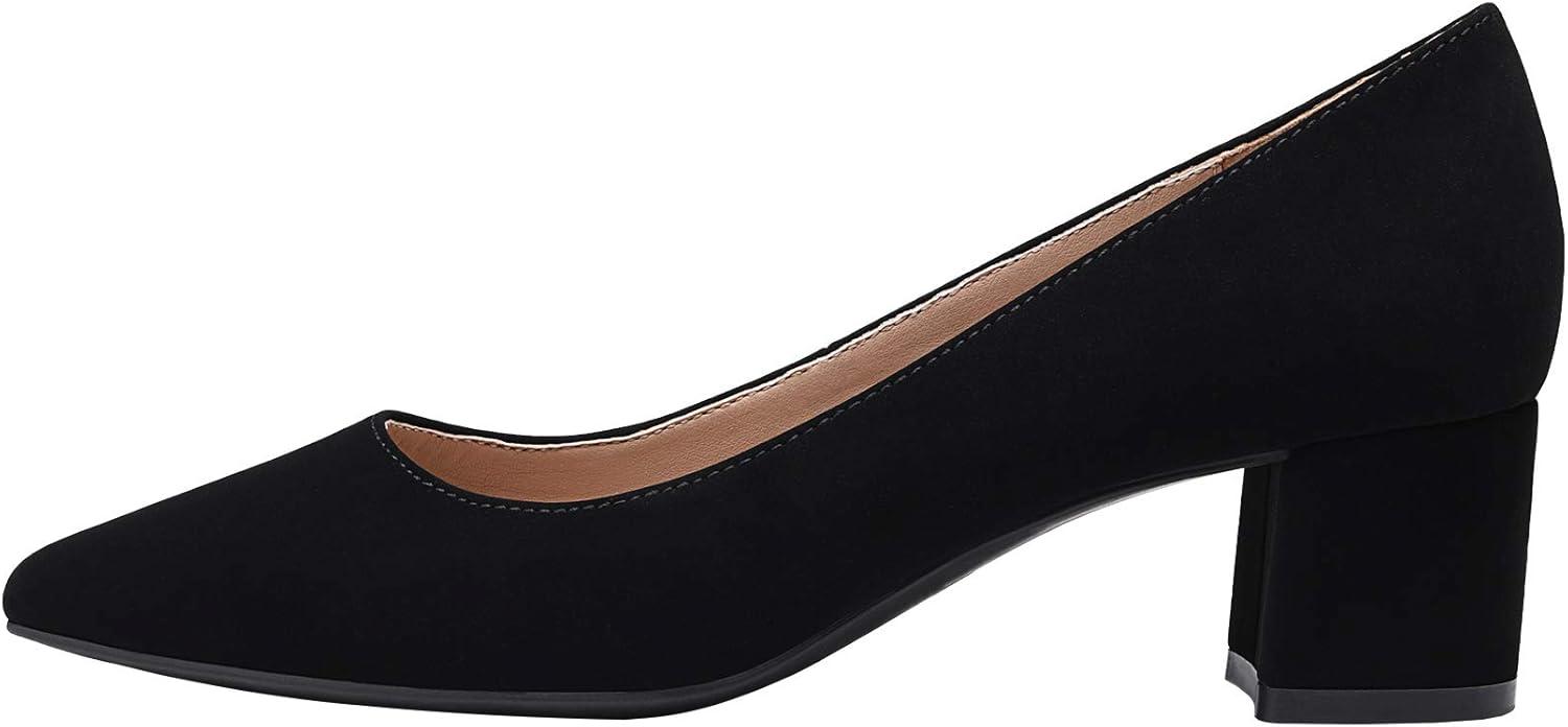 imageDREAM PAIRS Womens Chunky Low Block Heels Closed Toe Dress Pumps ShoesBlackNubuckPu