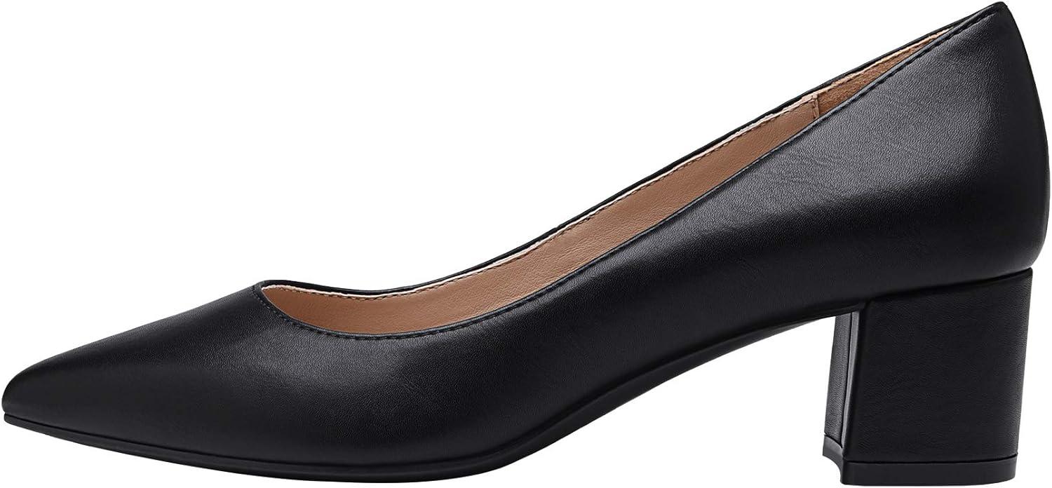 imageDREAM PAIRS Womens Chunky Low Block Heels Closed Toe Dress Pumps ShoesBlackPu
