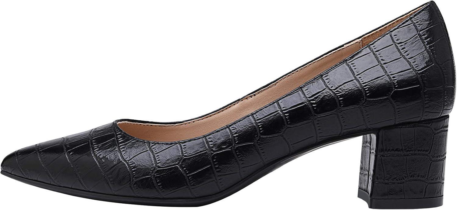 imageDREAM PAIRS Womens Chunky Low Block Heels Closed Toe Dress Pumps ShoesBlackStonePu