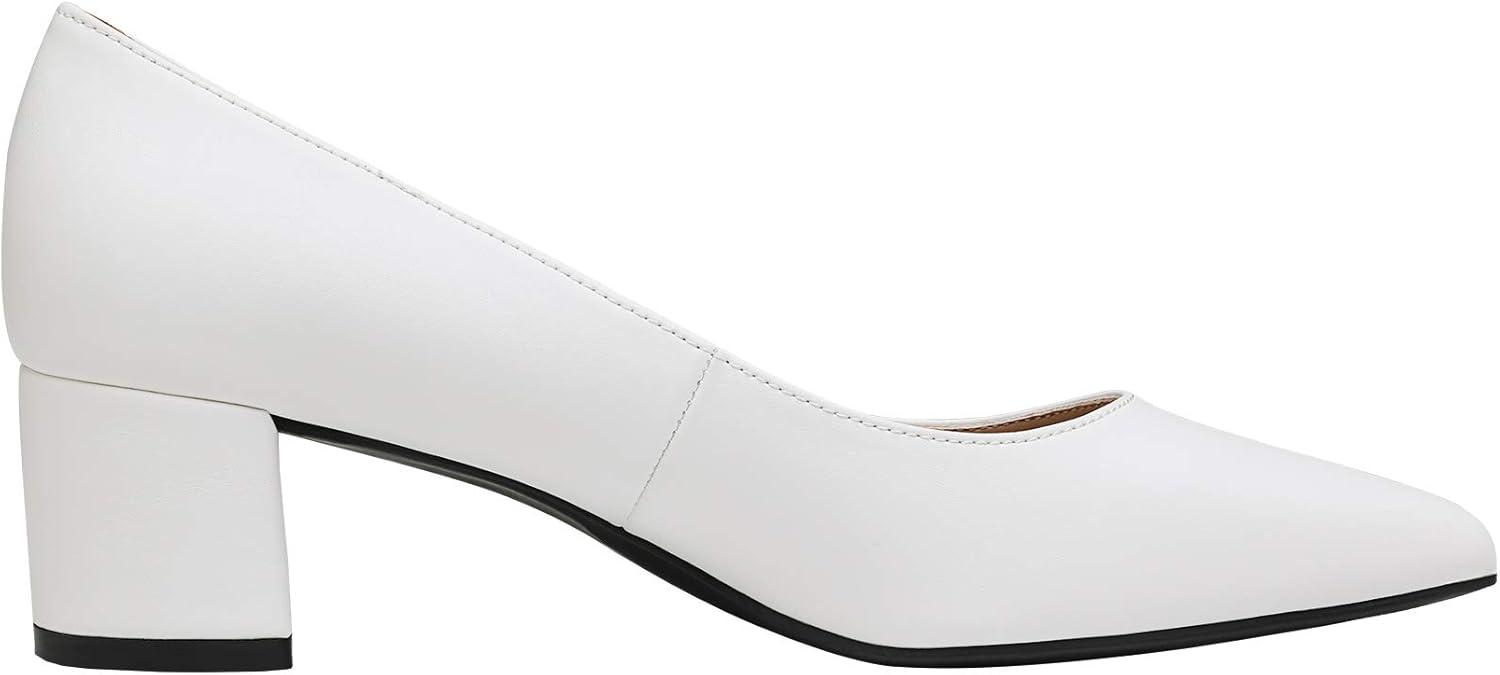 imageDREAM PAIRS Womens Chunky Low Block Heels Closed Toe Dress Pumps ShoesCreamyWhitePu