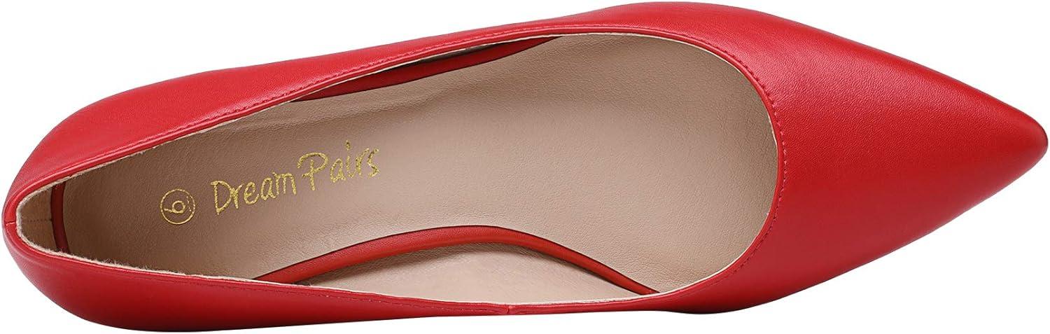 imageDREAM PAIRS Womens Chunky Low Block Heels Closed Toe Dress Pumps ShoesRedPu