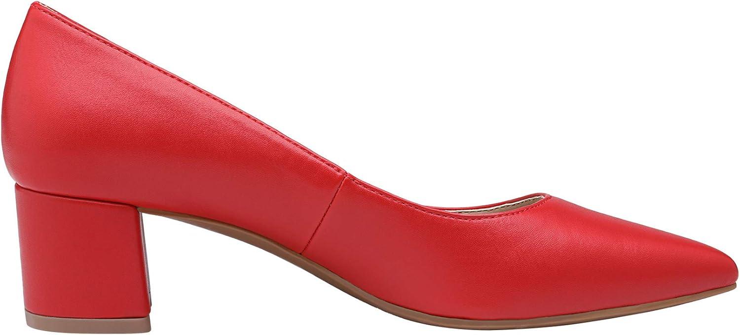 imageDREAM PAIRS Womens Chunky Low Block Heels Closed Toe Dress Pumps ShoesRedPu