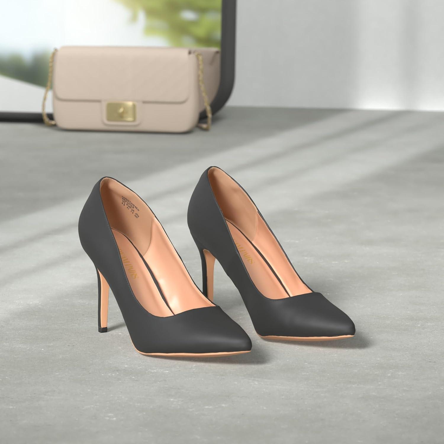 imageDREAM PAIRS Womens Closed Toe High Heels Dress Pointed Toe Wedding Pump ShoesBlackNubuck