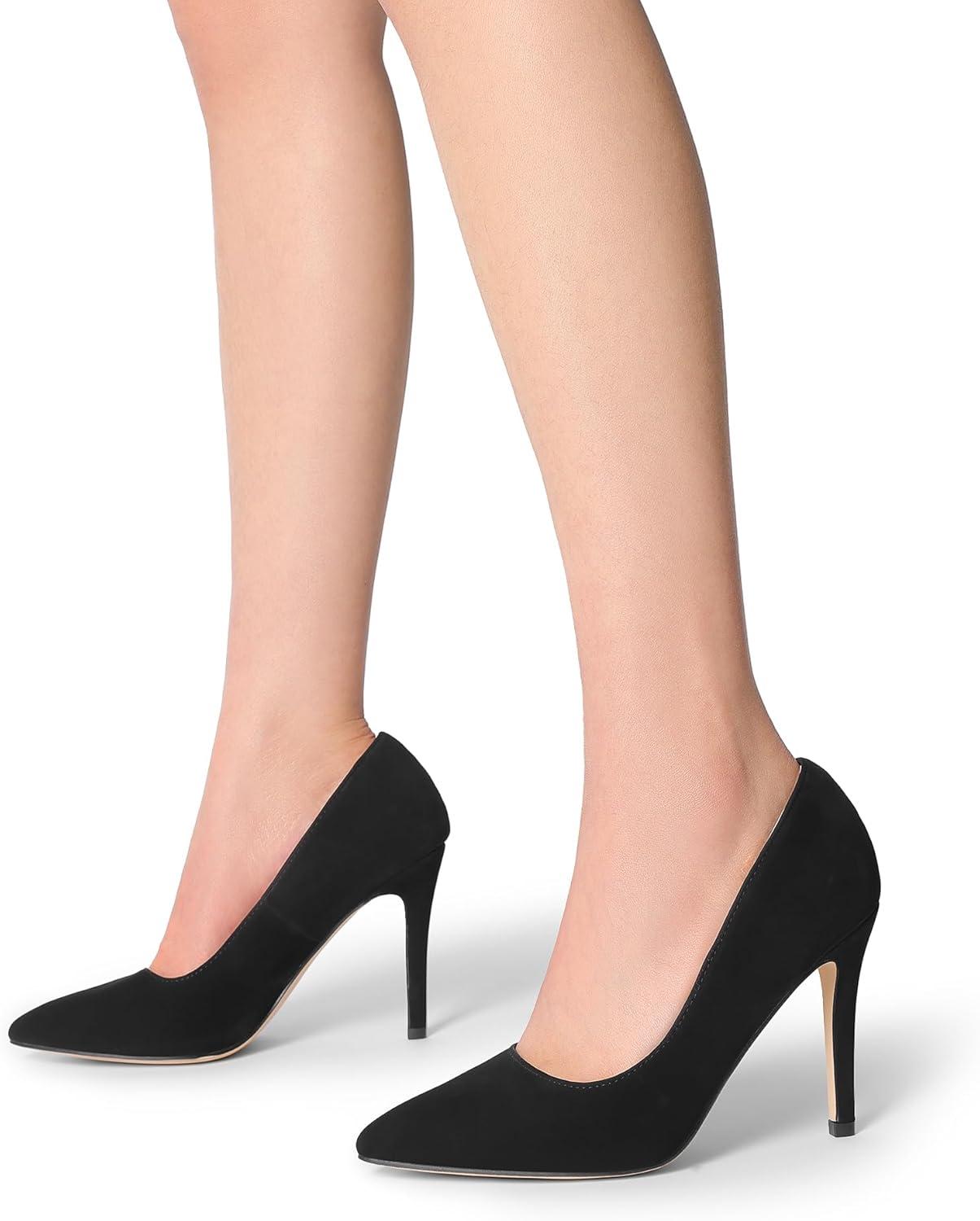 imageDREAM PAIRS Womens Closed Toe High Heels Dress Pointed Toe Wedding Pump ShoesBlackNubuck