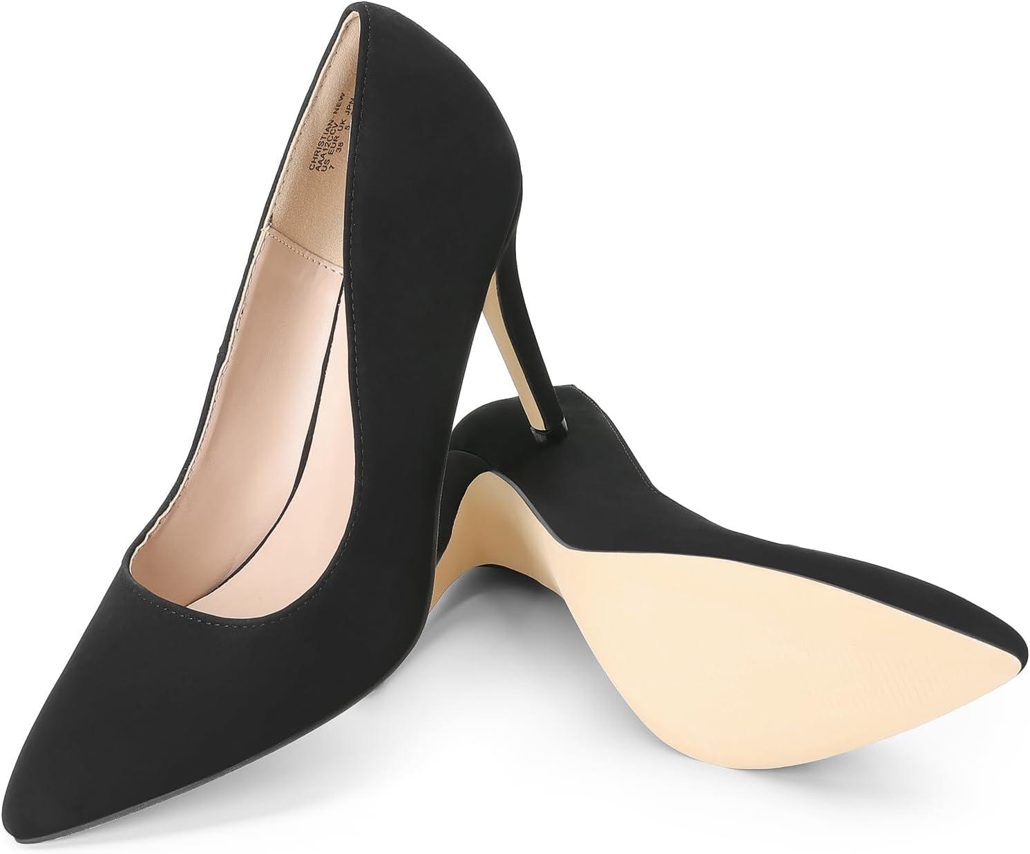 imageDREAM PAIRS Womens Closed Toe High Heels Dress Pointed Toe Wedding Pump ShoesBlackNubuck