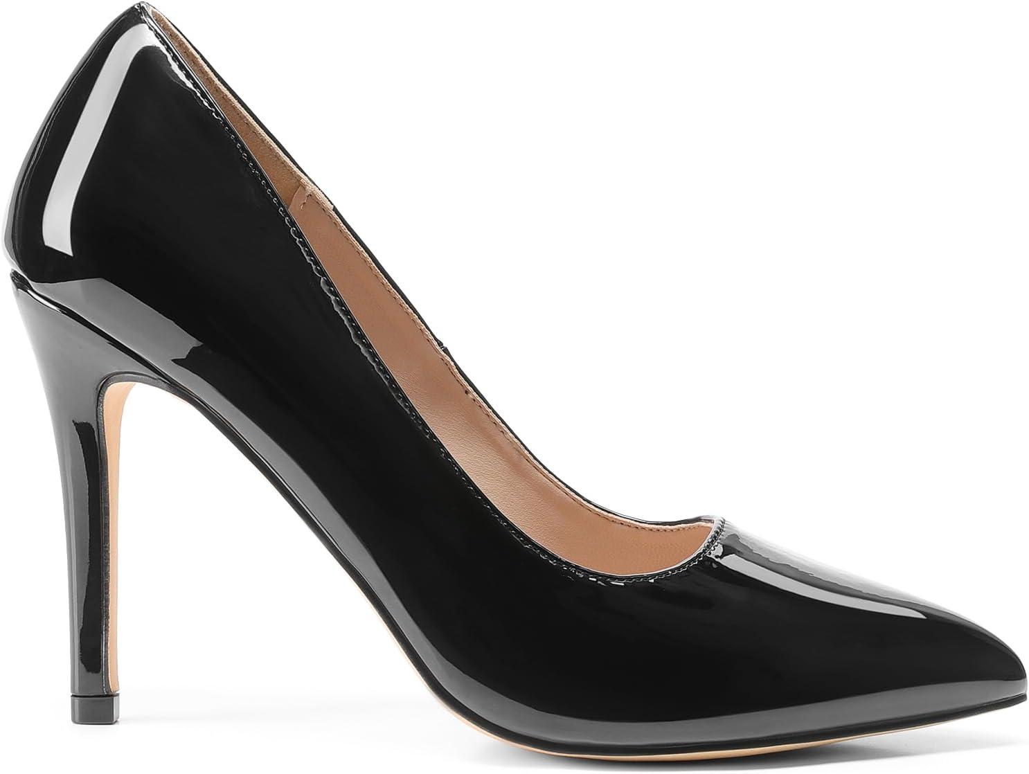 imageDREAM PAIRS Womens Closed Toe High Heels Dress Pointed Toe Wedding Pump ShoesBlackPat