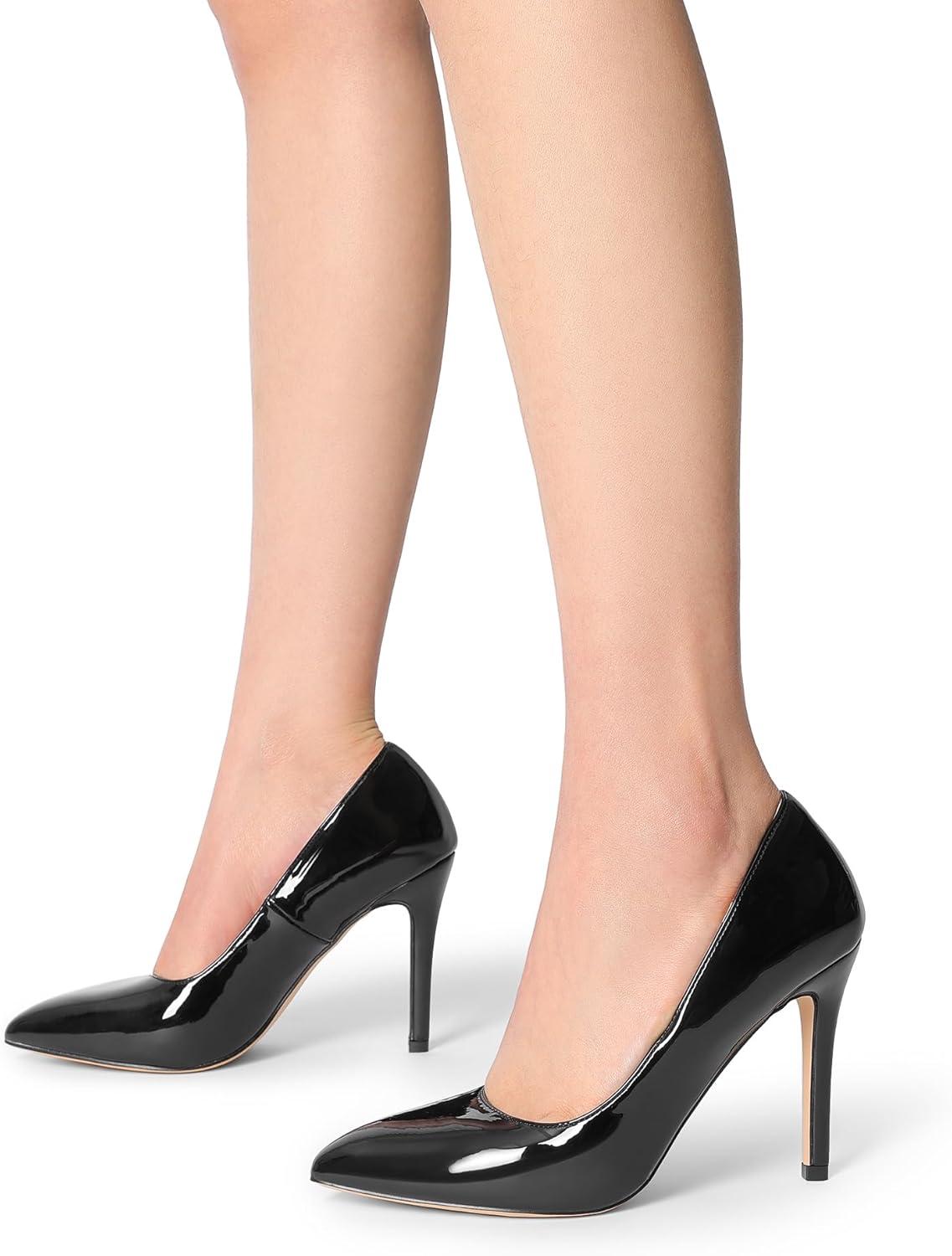 imageDREAM PAIRS Womens Closed Toe High Heels Dress Pointed Toe Wedding Pump ShoesBlackPat