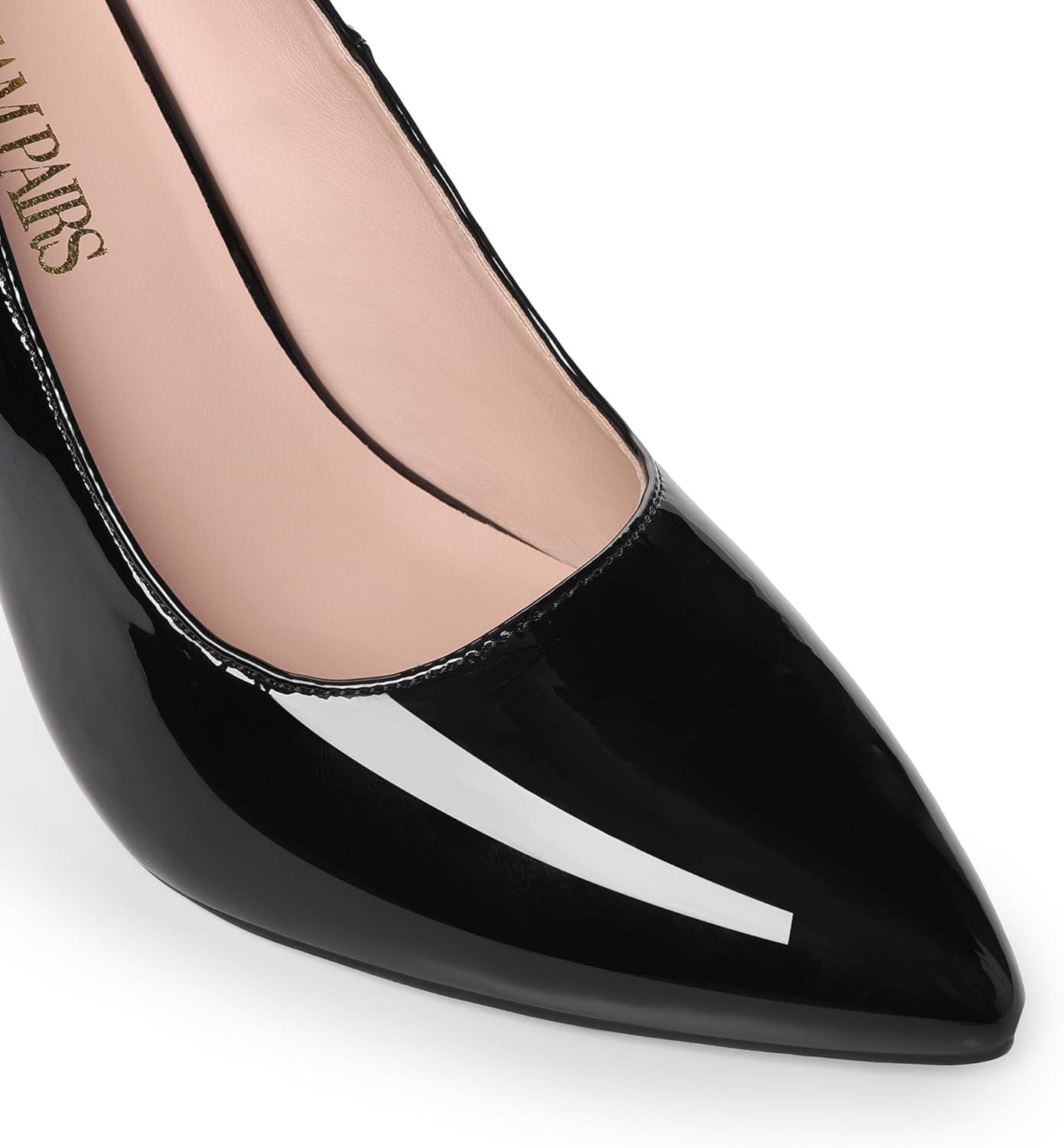 imageDREAM PAIRS Womens Closed Toe High Heels Dress Pointed Toe Wedding Pump ShoesBlackPat