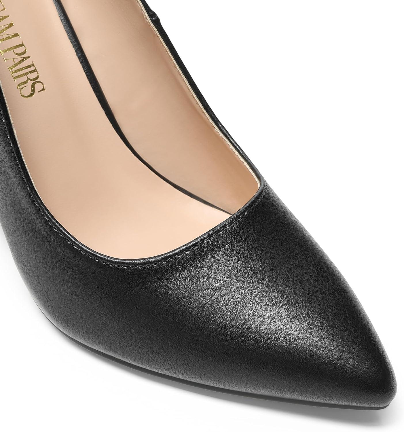 imageDREAM PAIRS Womens Closed Toe High Heels Dress Pointed Toe Wedding Pump ShoesBlackPu