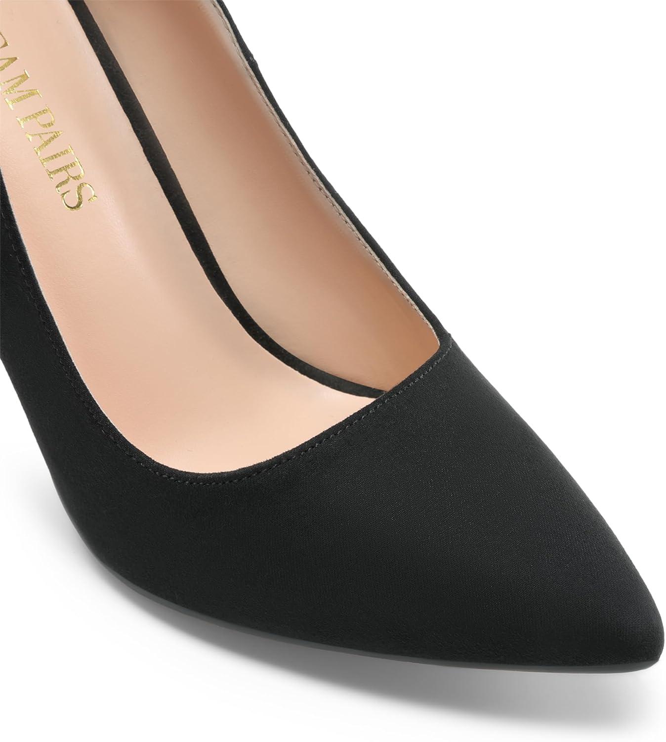 imageDREAM PAIRS Womens Closed Toe High Heels Dress Pointed Toe Wedding Pump ShoesBlackSuede