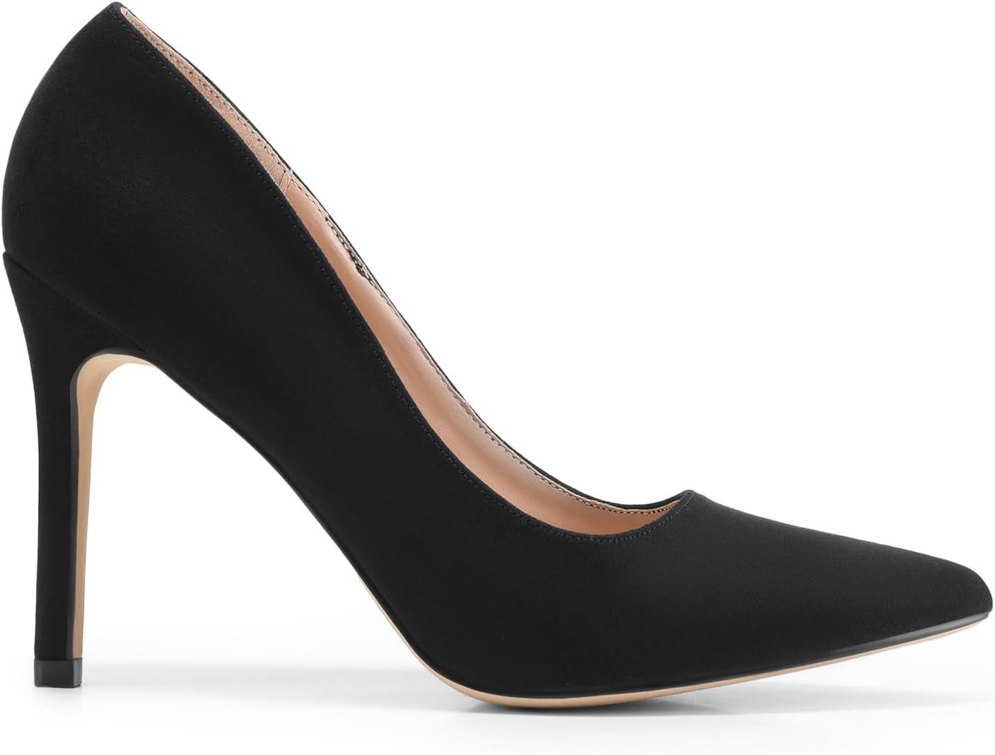 imageDREAM PAIRS Womens Closed Toe High Heels Dress Pointed Toe Wedding Pump ShoesBlackSuede