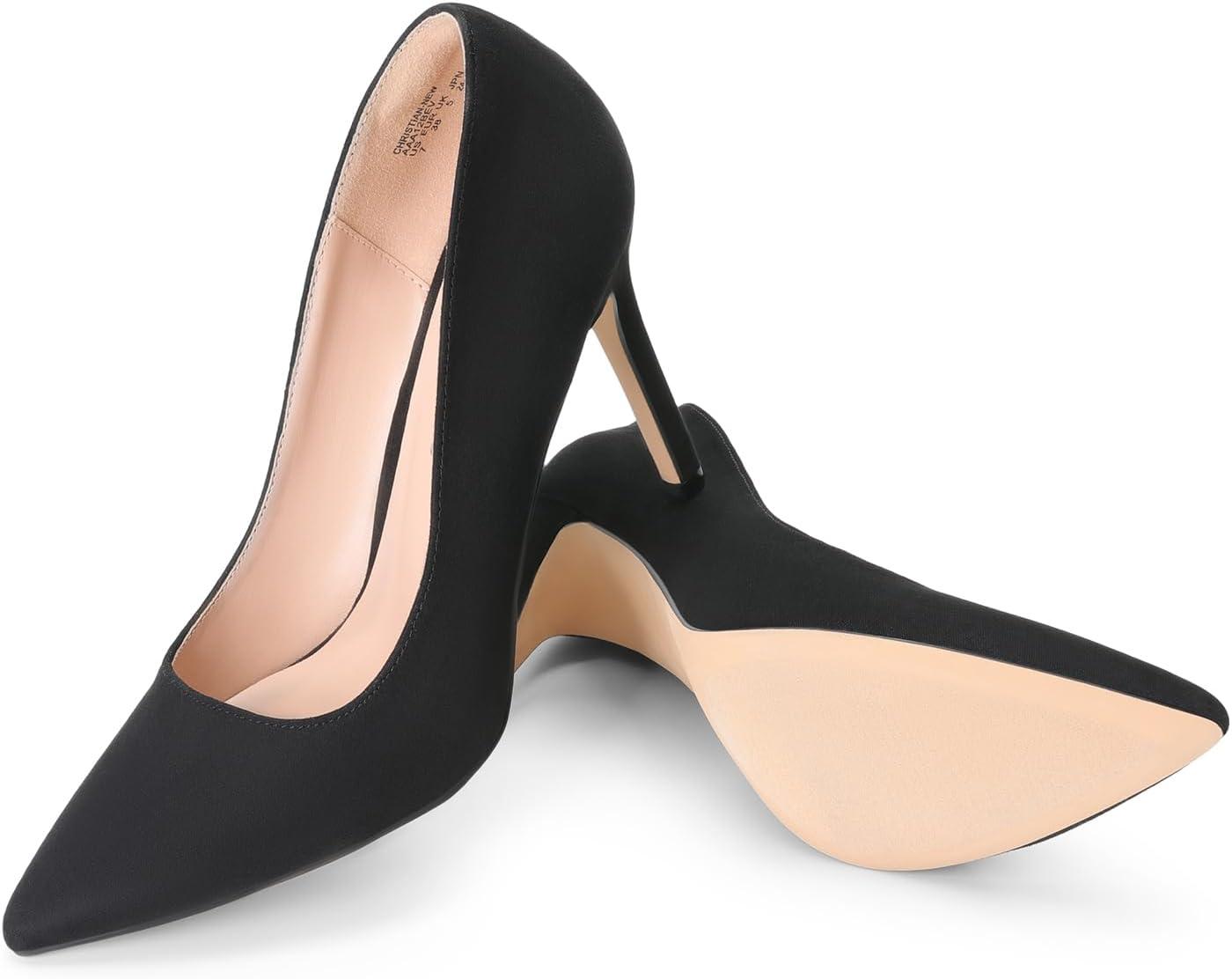 imageDREAM PAIRS Womens Closed Toe High Heels Dress Pointed Toe Wedding Pump ShoesBlackSuede