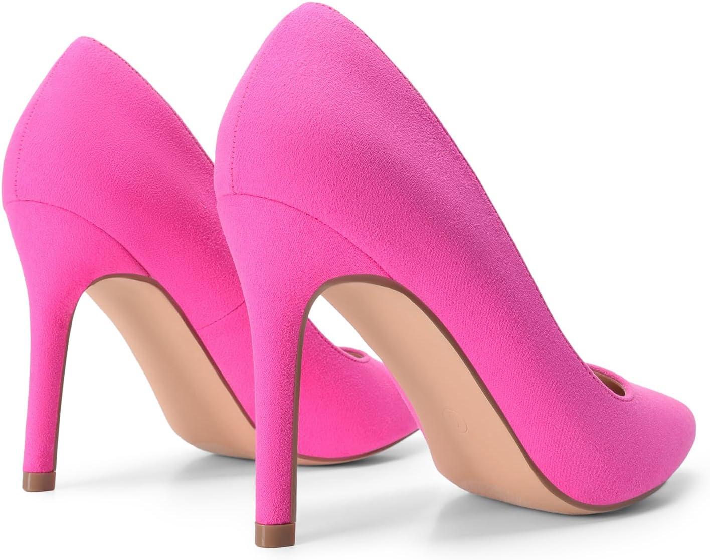 imageDREAM PAIRS Womens Closed Toe High Heels Dress Pointed Toe Wedding Pump ShoesFuchsiaSuede