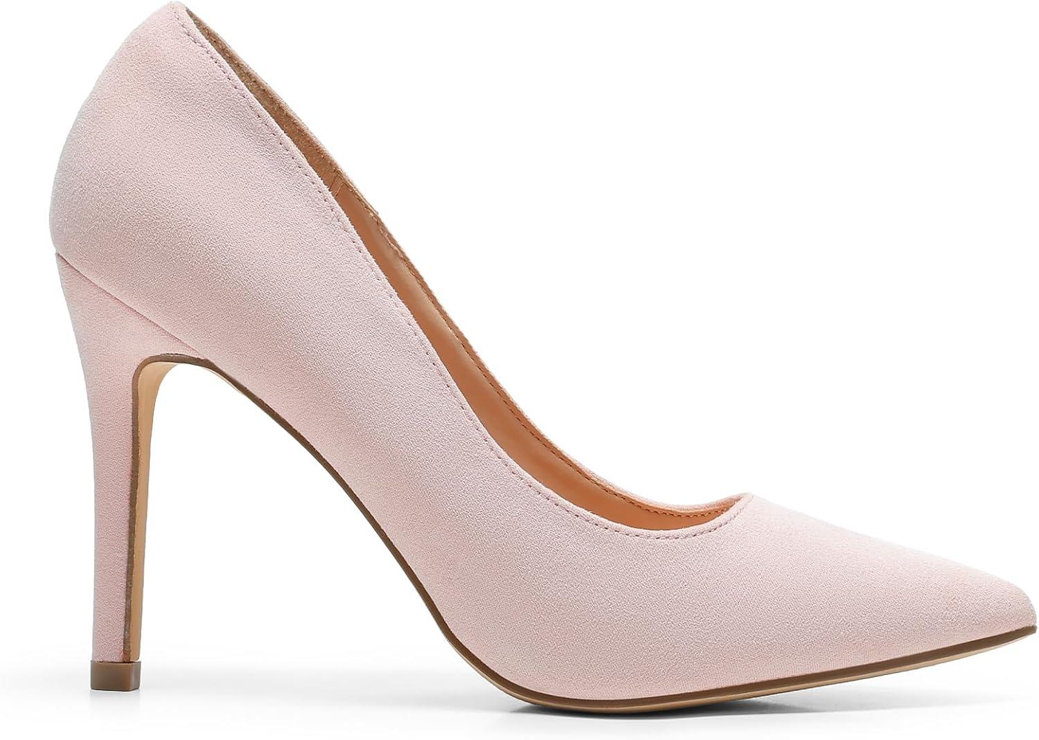 imageDREAM PAIRS Womens Closed Toe High Heels Dress Pointed Toe Wedding Pump ShoesPinkSuede