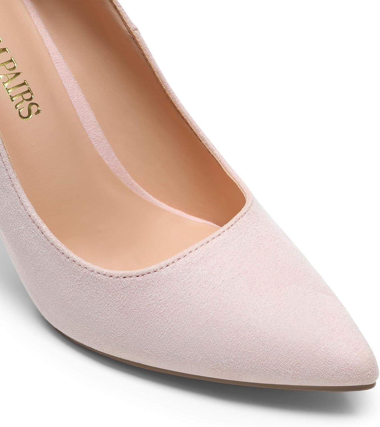 imageDREAM PAIRS Womens Closed Toe High Heels Dress Pointed Toe Wedding Pump ShoesPinkSuede