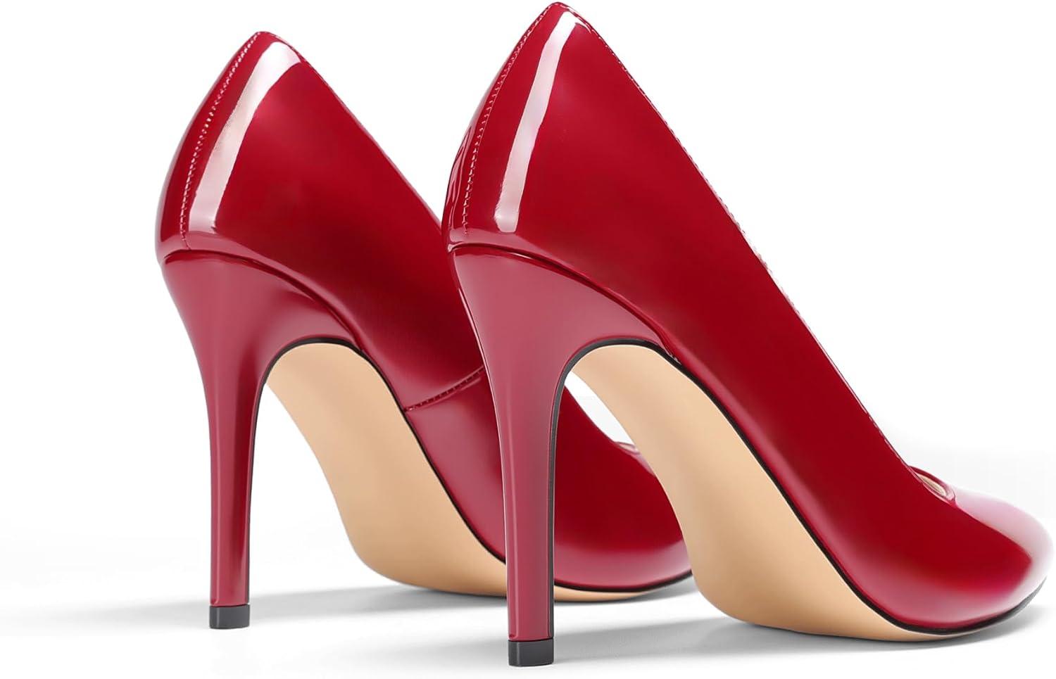 imageDREAM PAIRS Womens Closed Toe High Heels Dress Pointed Toe Wedding Pump ShoesRed