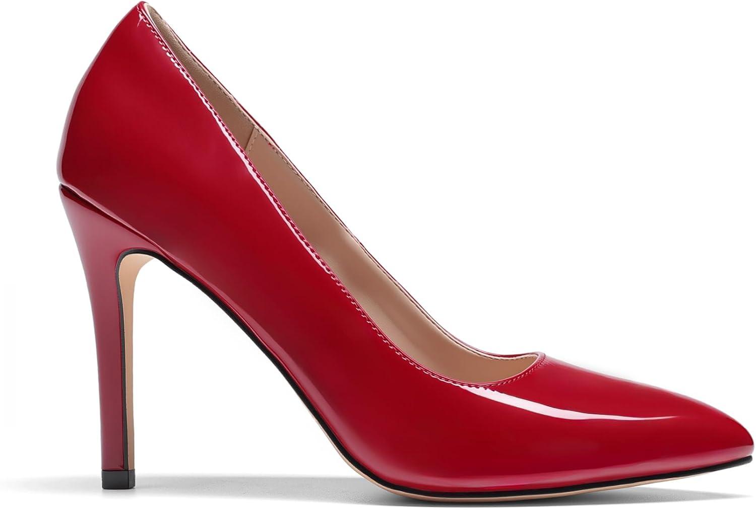 imageDREAM PAIRS Womens Closed Toe High Heels Dress Pointed Toe Wedding Pump ShoesRed