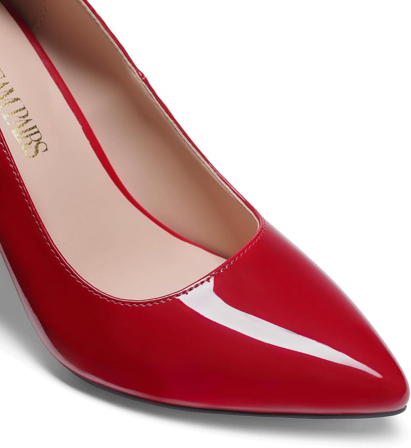 imageDREAM PAIRS Womens Closed Toe High Heels Dress Pointed Toe Wedding Pump ShoesRed