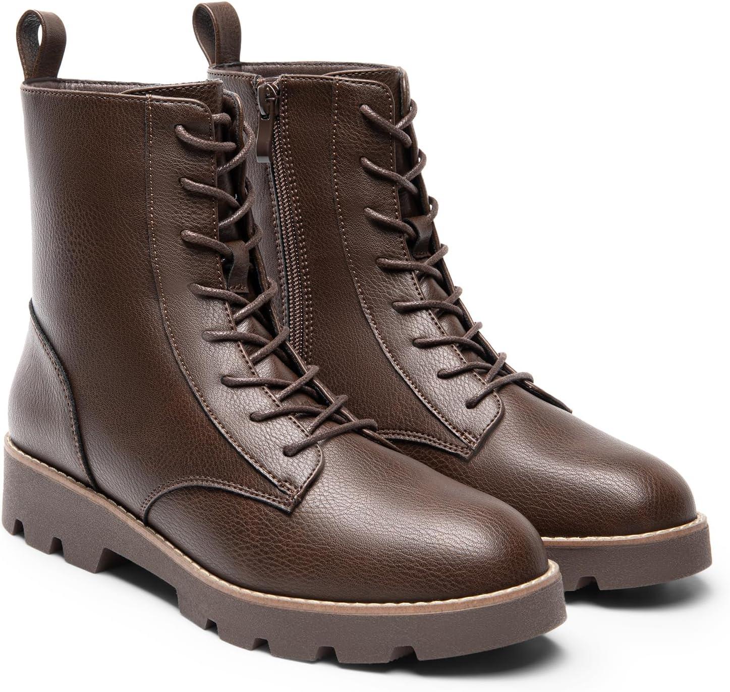 imageDREAM PAIRS Womens Combat Ankle Boots Lace up Lug Sole Fashion Booties ShoesBrown