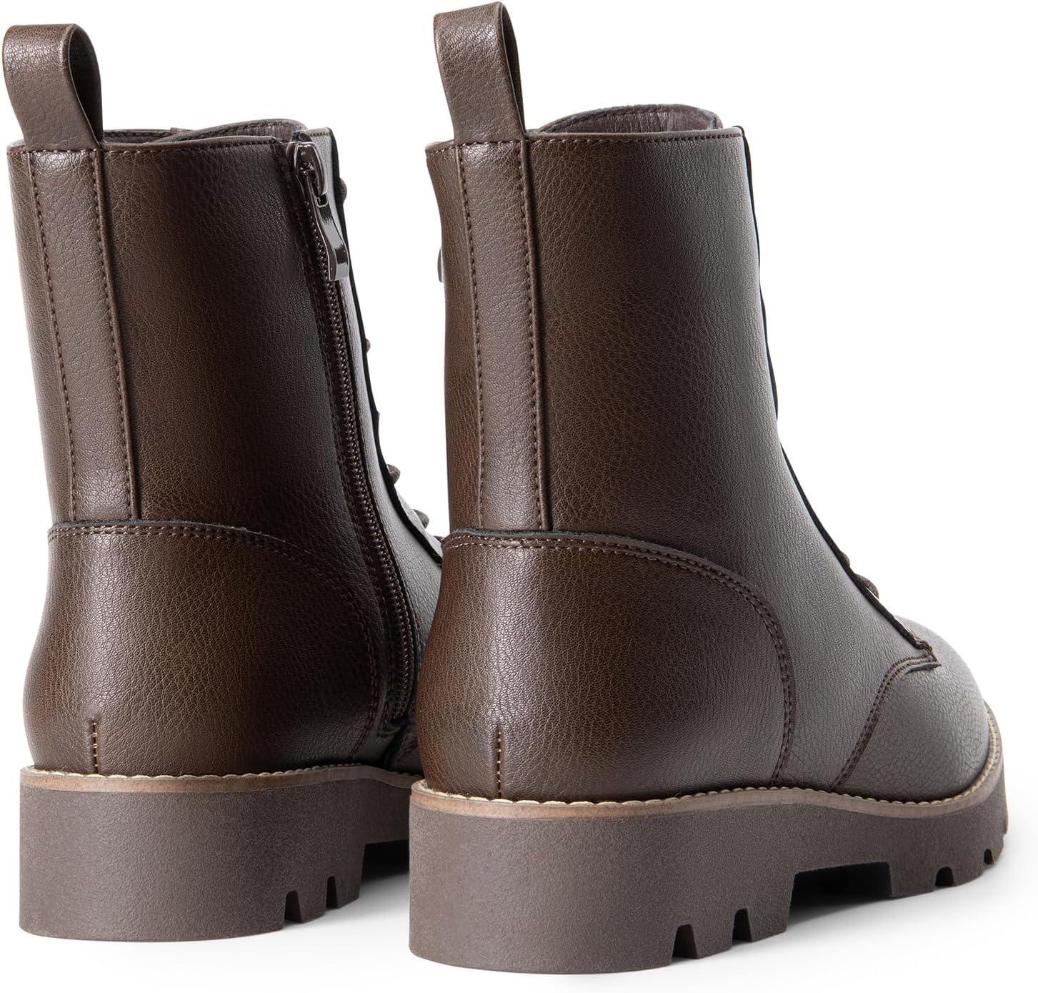 imageDREAM PAIRS Womens Combat Ankle Boots Lace up Lug Sole Fashion Booties ShoesBrown