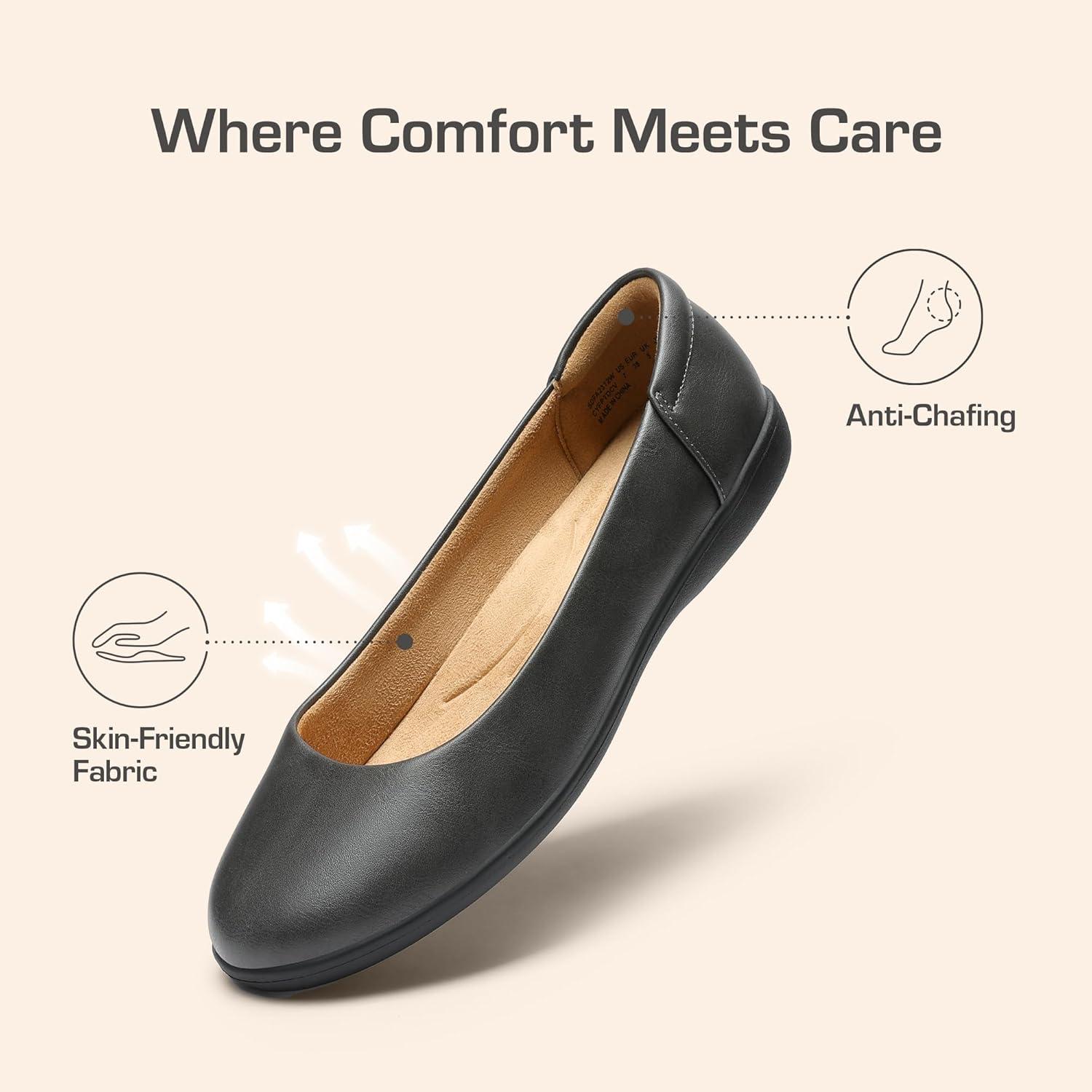 imageDREAM PAIRS Womens Comfortable Ballet Dressy Work Flats Round Toe Slip on Office ShoesDark Greypu