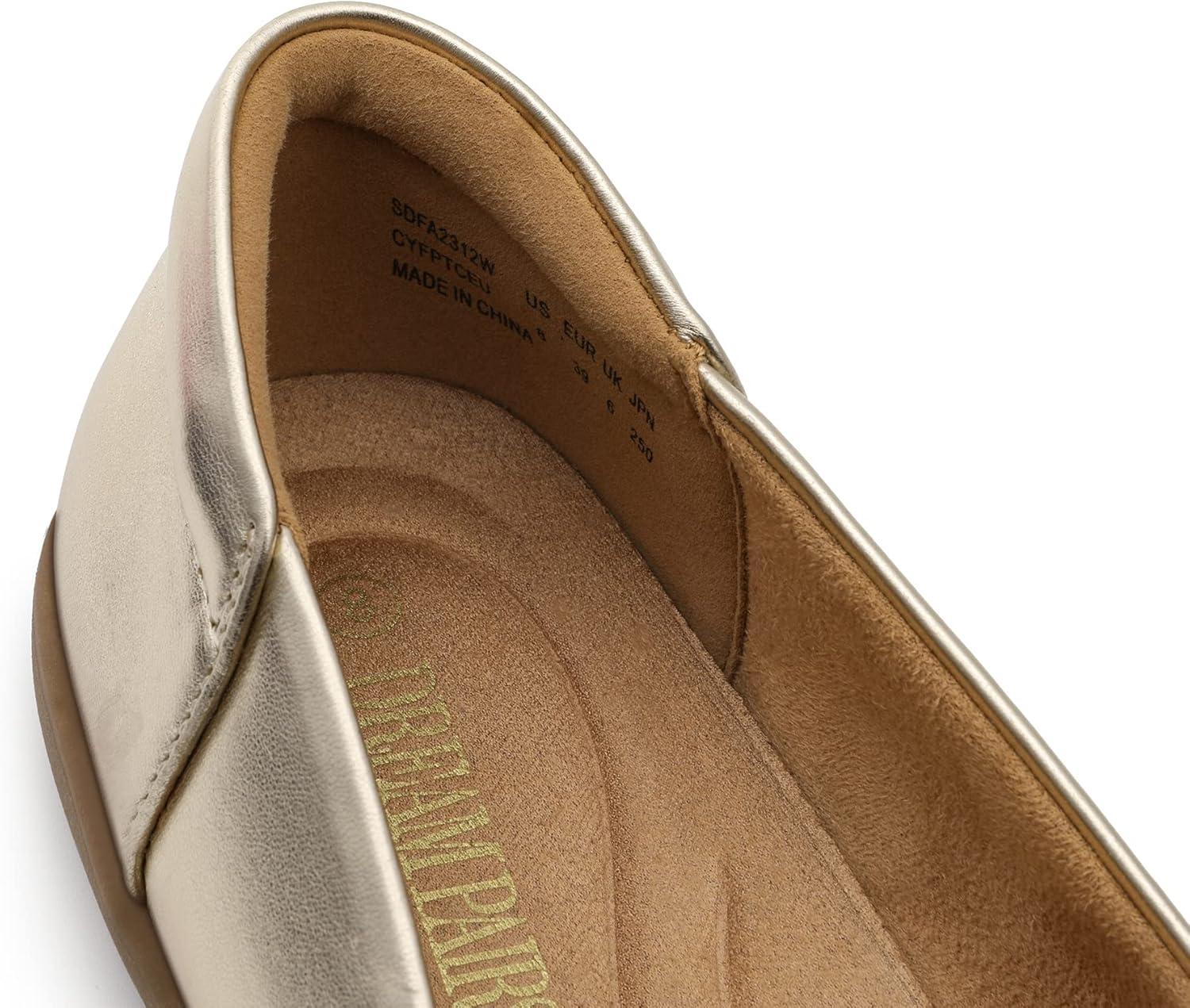 imageDREAM PAIRS Womens Comfortable Ballet Dressy Work Flats Round Toe Slip on Office ShoesGold