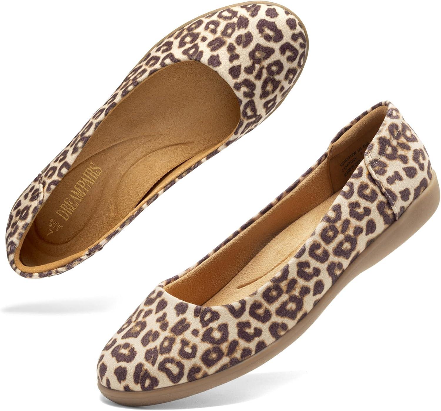 imageDREAM PAIRS Womens Comfortable Ballet Dressy Work Flats Round Toe Slip on Office ShoesLeopard