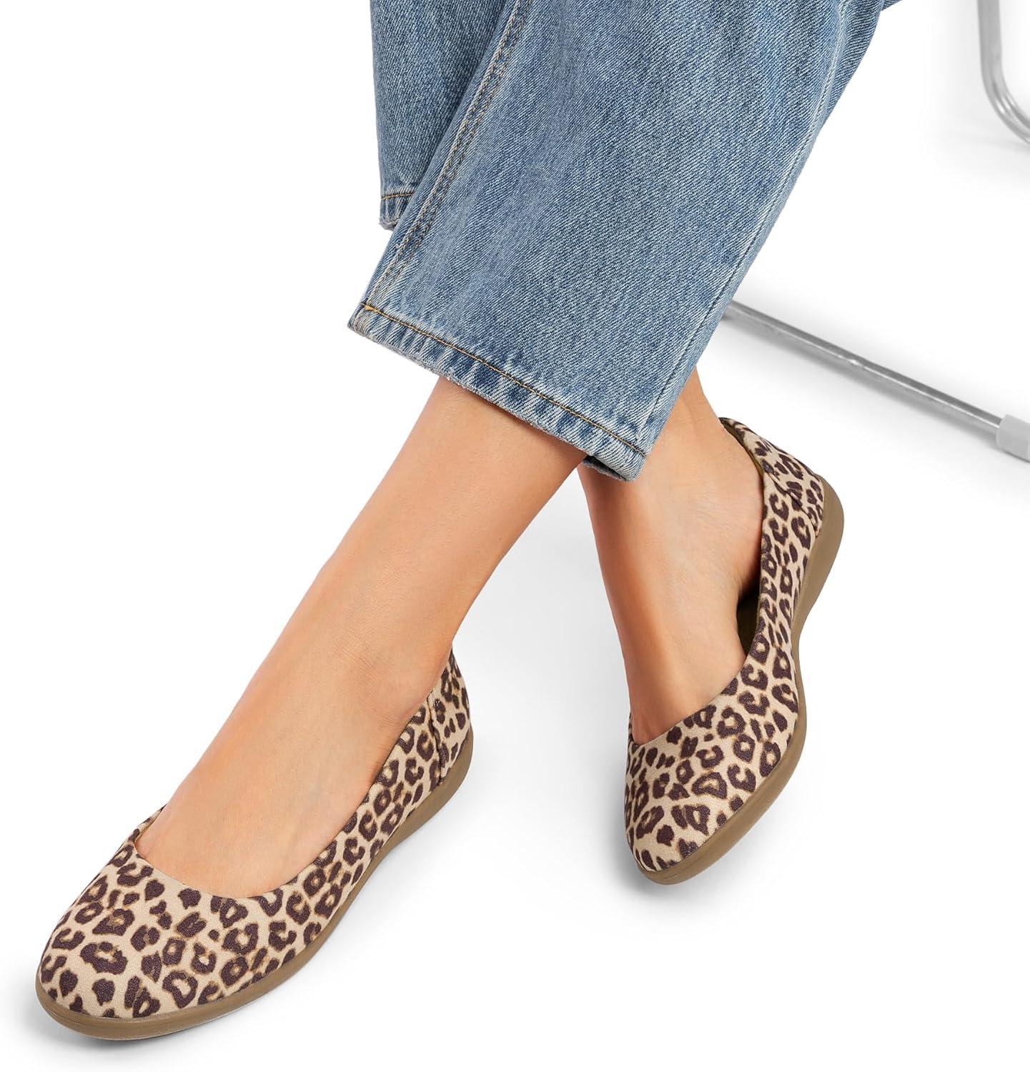 imageDREAM PAIRS Womens Comfortable Ballet Dressy Work Flats Round Toe Slip on Office ShoesLeopard