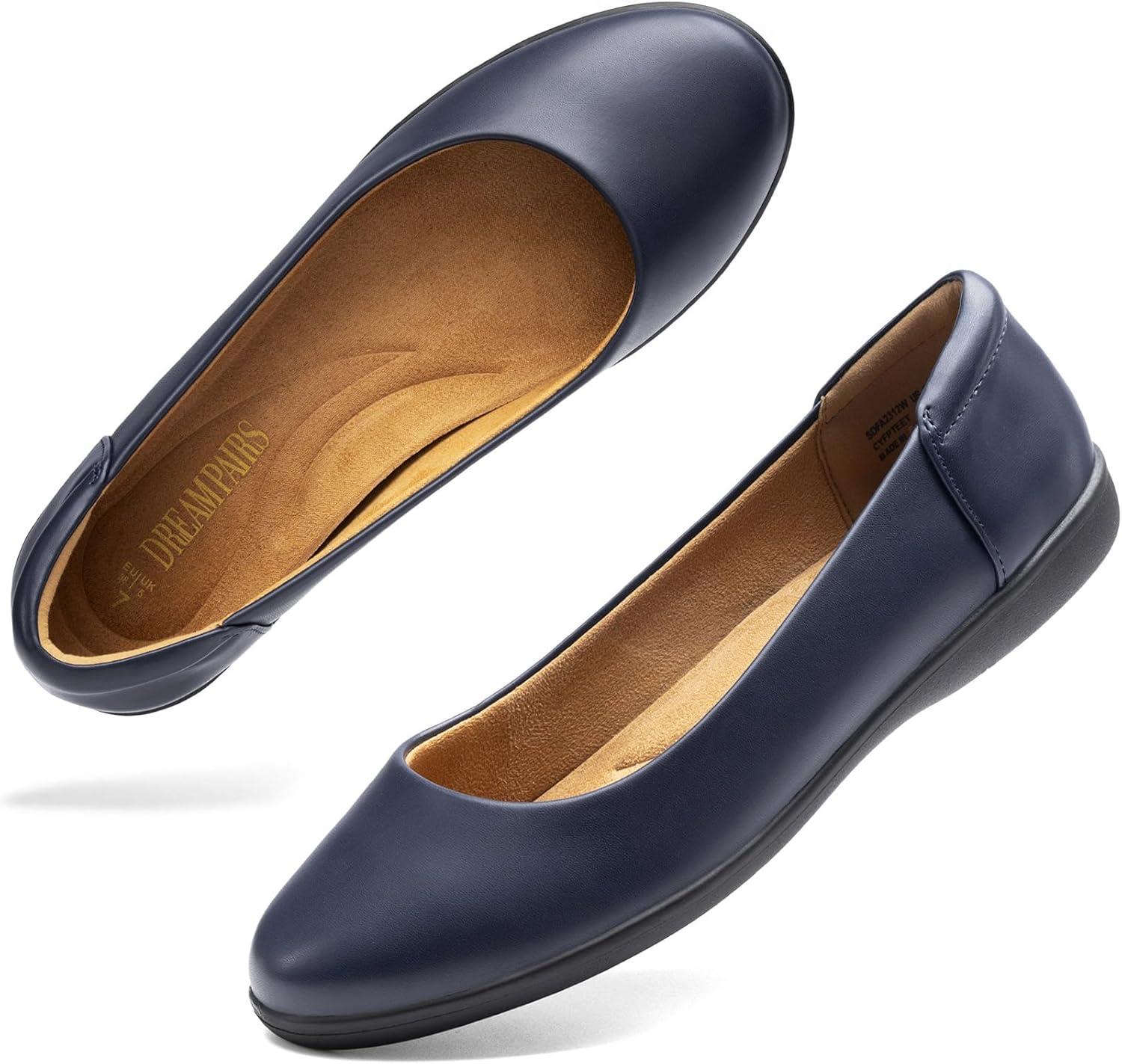 imageDREAM PAIRS Womens Comfortable Ballet Dressy Work Flats Round Toe Slip on Office ShoesNavy