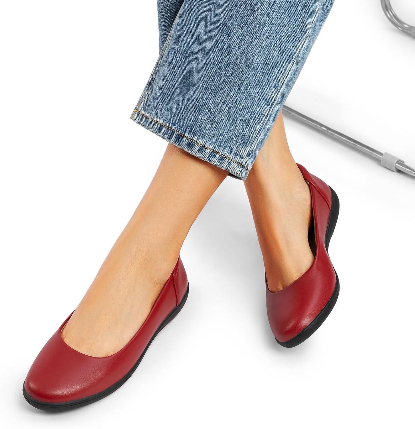 imageDREAM PAIRS Womens Comfortable Ballet Dressy Work Flats Round Toe Slip on Office ShoesRedpu