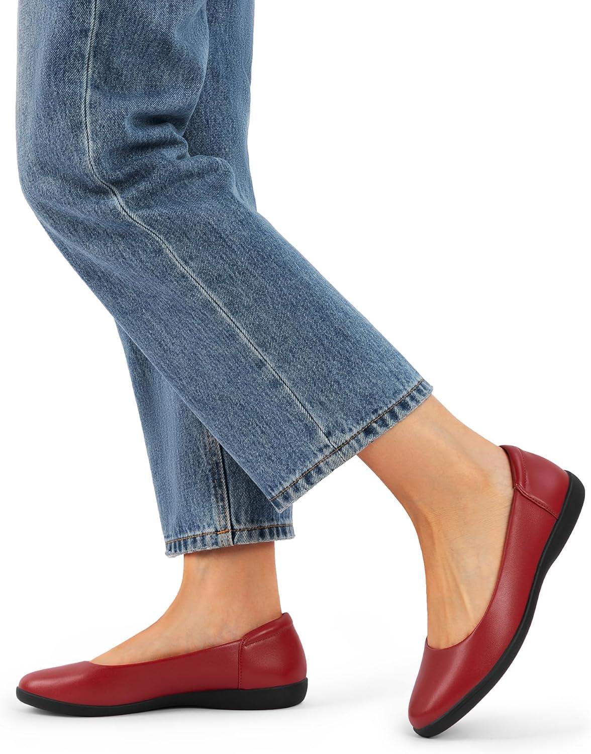 imageDREAM PAIRS Womens Comfortable Ballet Dressy Work Flats Round Toe Slip on Office ShoesRedpu