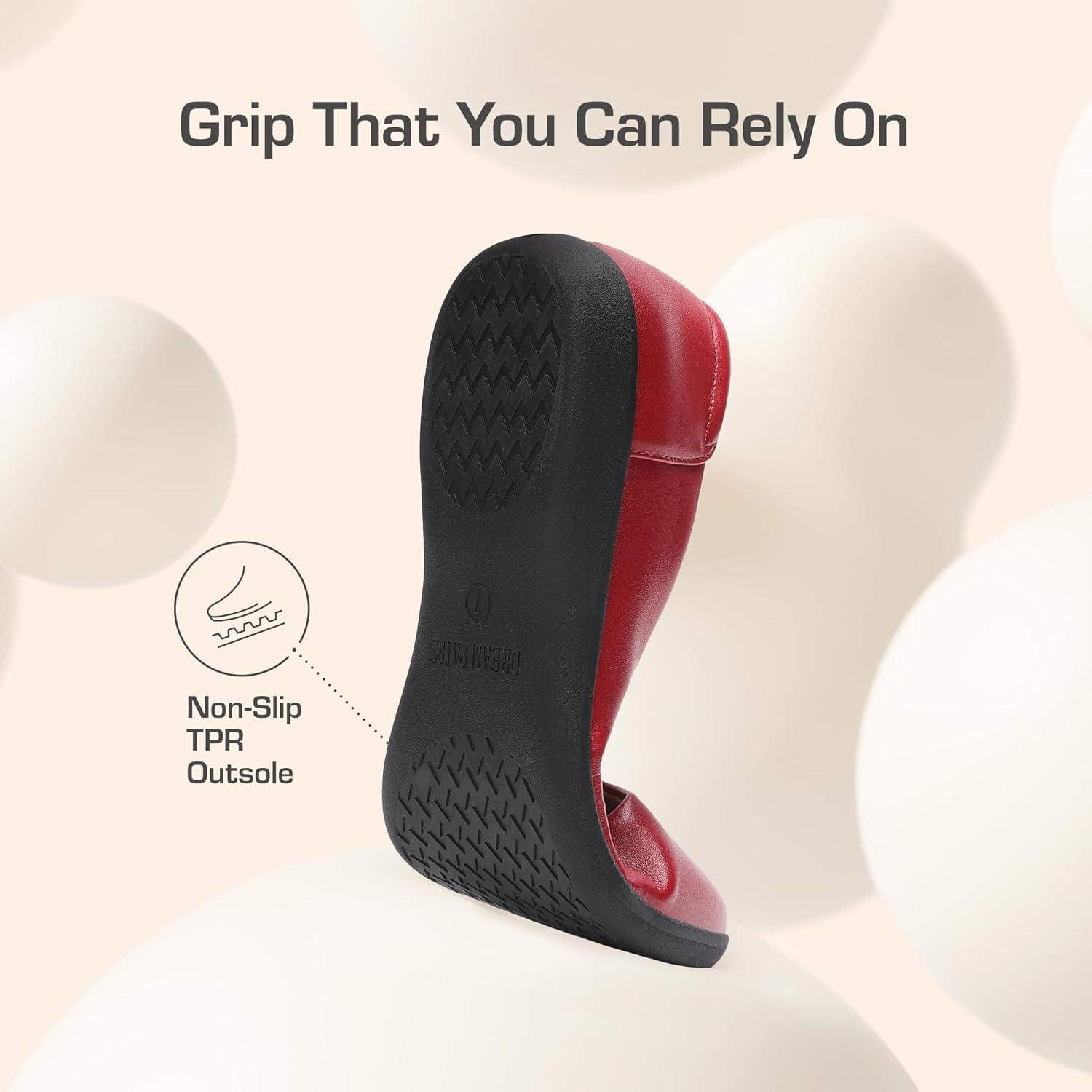 imageDREAM PAIRS Womens Comfortable Ballet Dressy Work Flats Round Toe Slip on Office ShoesRedpu