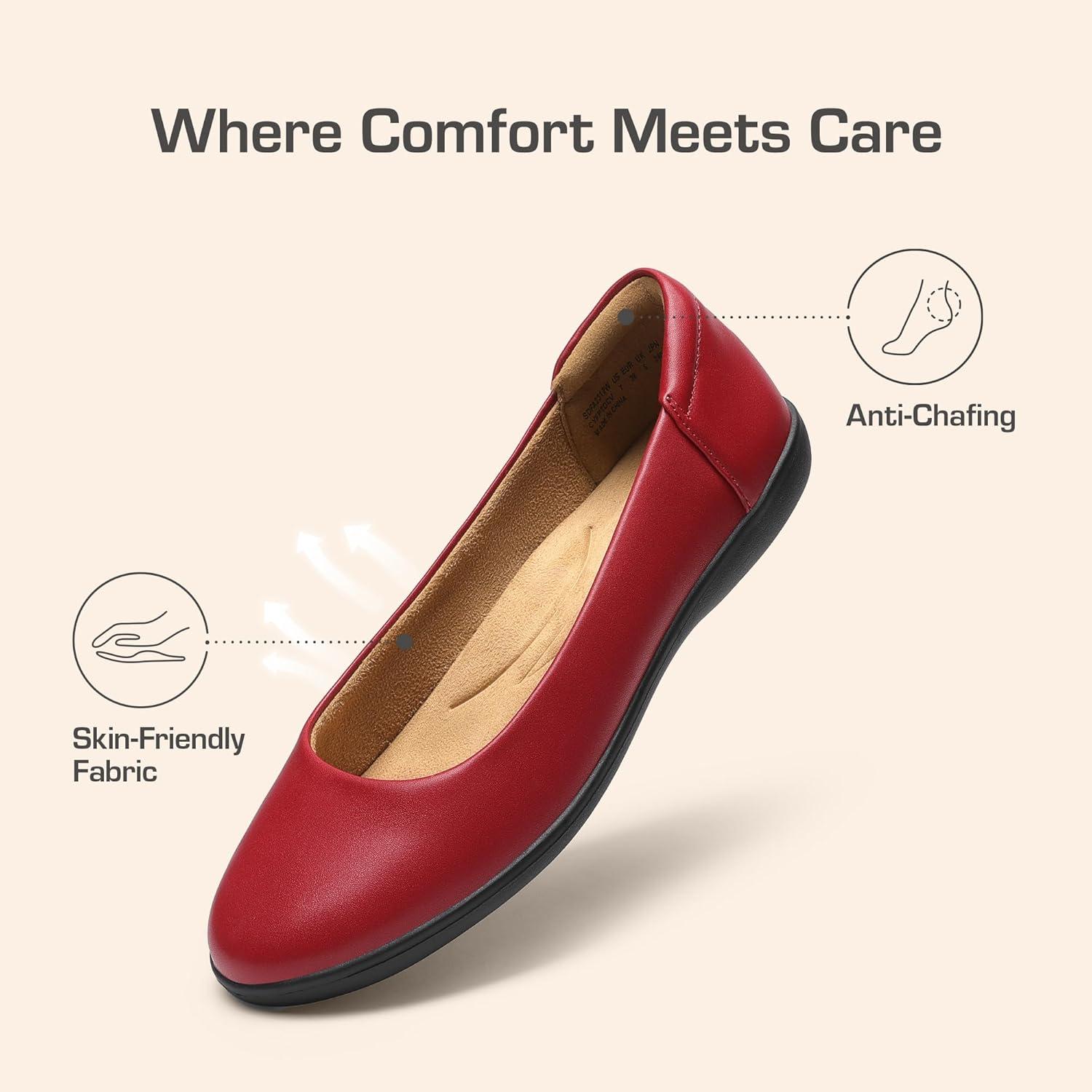 imageDREAM PAIRS Womens Comfortable Ballet Dressy Work Flats Round Toe Slip on Office ShoesRedpu