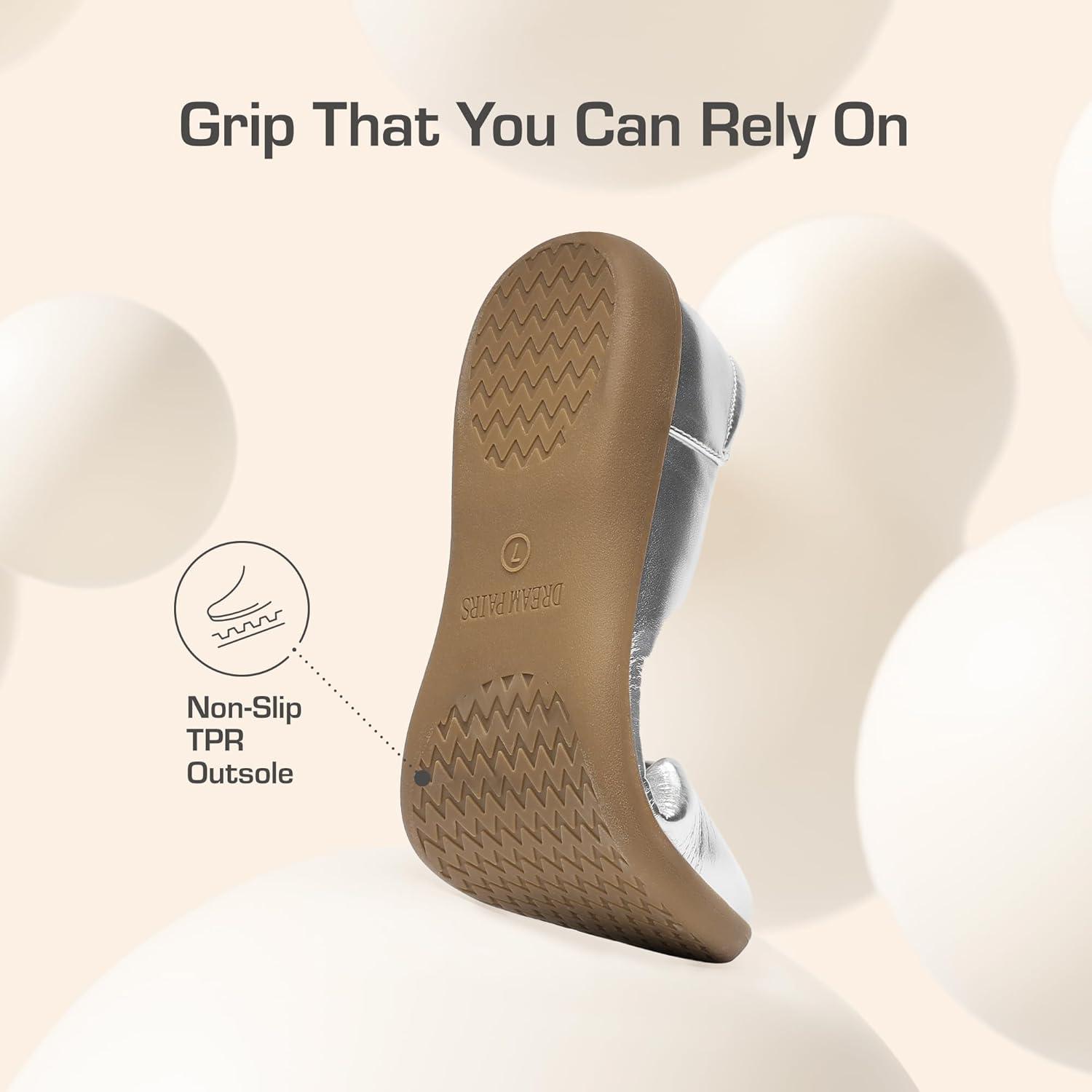 imageDREAM PAIRS Womens Comfortable Ballet Dressy Work Flats Round Toe Slip on Office ShoesSilver