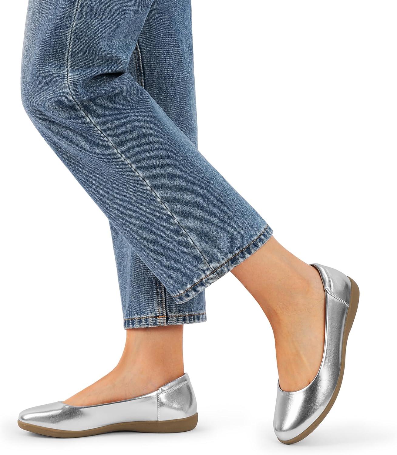 imageDREAM PAIRS Womens Comfortable Ballet Dressy Work Flats Round Toe Slip on Office ShoesSilver