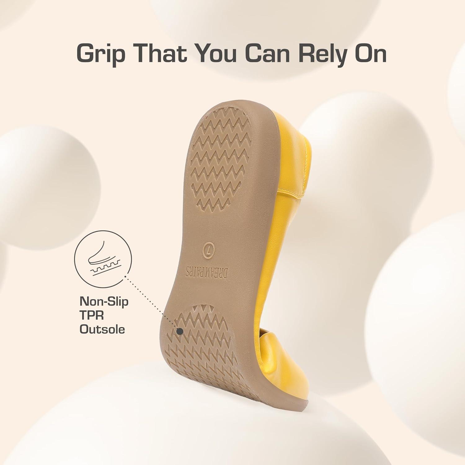 imageDREAM PAIRS Womens Comfortable Ballet Dressy Work Flats Round Toe Slip on Office ShoesYellowpu