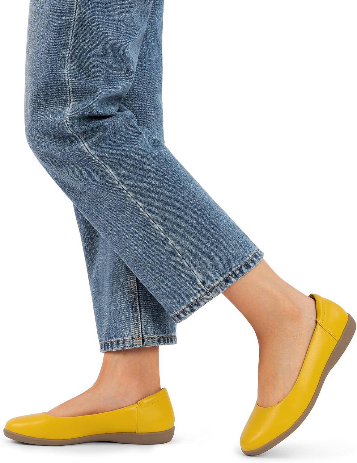 imageDREAM PAIRS Womens Comfortable Ballet Dressy Work Flats Round Toe Slip on Office ShoesYellowpu