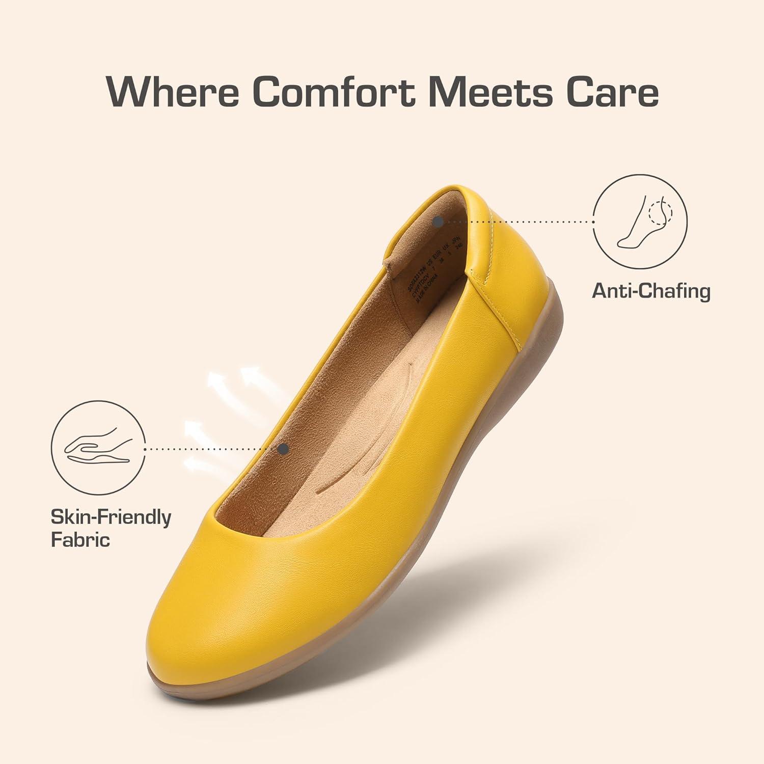 imageDREAM PAIRS Womens Comfortable Ballet Dressy Work Flats Round Toe Slip on Office ShoesYellowpu