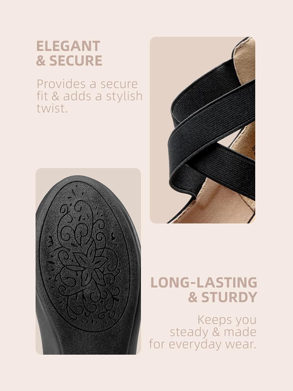 imageDREAM PAIRS Womens Comfortable Fashion Elastic Ankle Straps Flats ShoesBlack