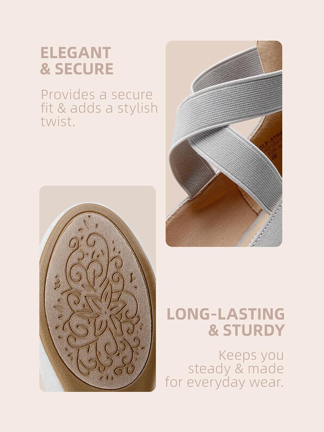 imageDREAM PAIRS Womens Comfortable Fashion Elastic Ankle Straps Flats ShoesGrey