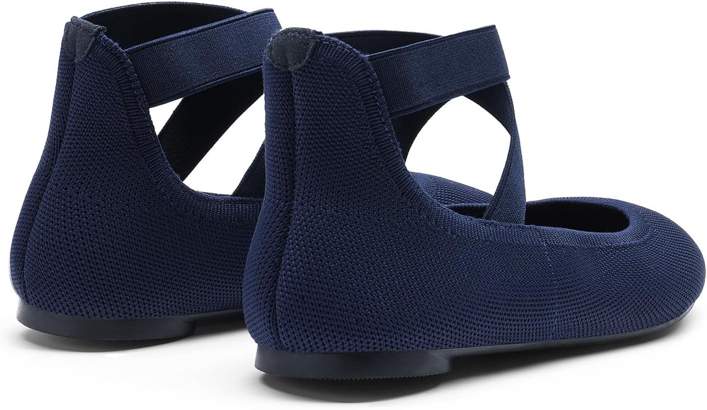 imageDREAM PAIRS Womens Comfortable Fashion Elastic Ankle Straps Flats ShoesNavy