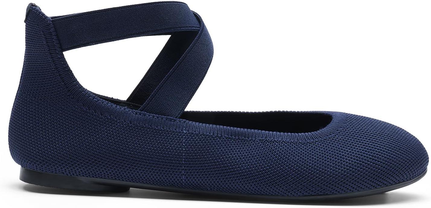 imageDREAM PAIRS Womens Comfortable Fashion Elastic Ankle Straps Flats ShoesNavy